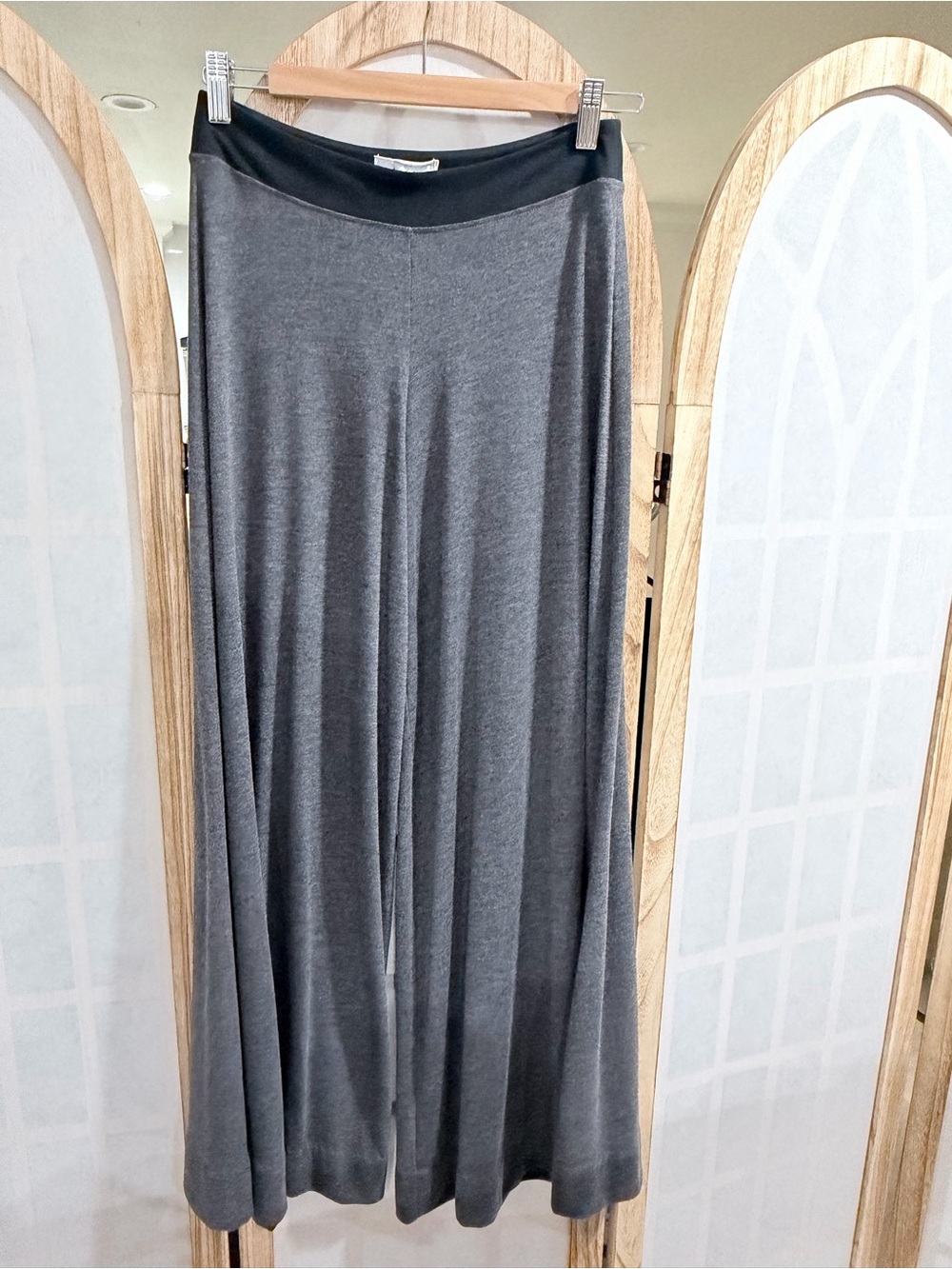 Anthropologie Wide-Leg Knit Palazzo Pants in Charcoal